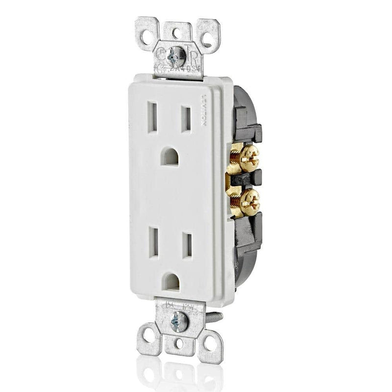 Leviton Decora 15 Amp Tamper-Resistant Duplex Outlet, White (10-Pack)