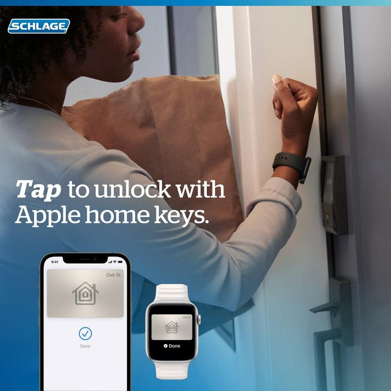 Schlage Century Matte Black Electronic Encode Plus Smart WiFi Deadbolt with Alarm