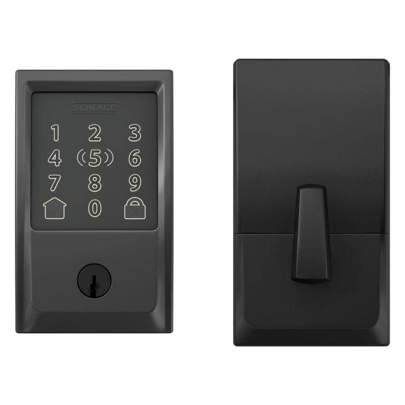 Schlage Century Matte Black Electronic Encode Plus Smart WiFi Deadbolt with Alarm