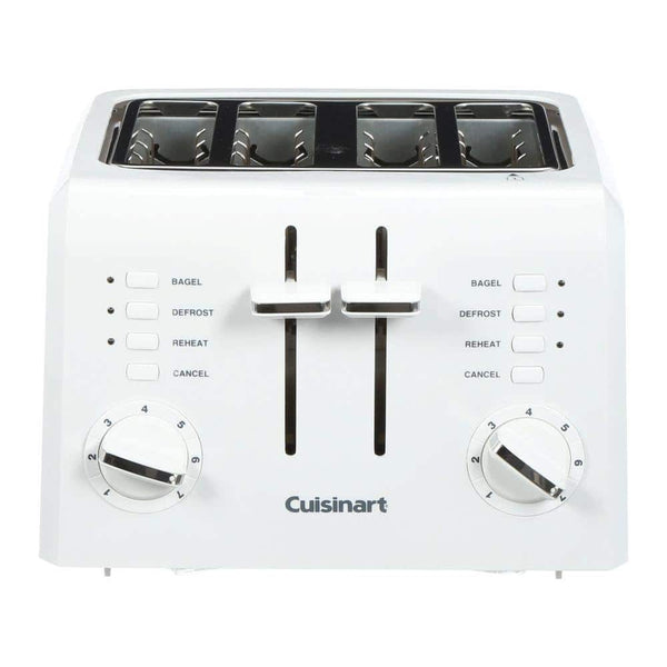 Cuisinart Compact 4-Slice White Wide Slot Toaster with Crumb Tray