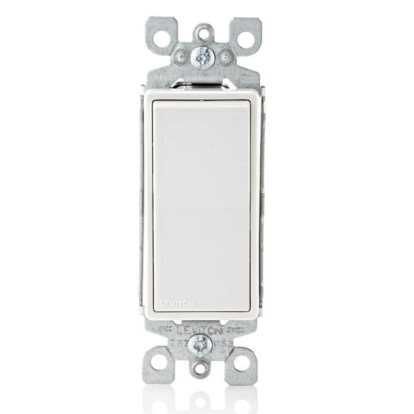 Leviton Decora 15 Amp Single Pole Rocker AC Quiet Light Switch, White (10-Pack)