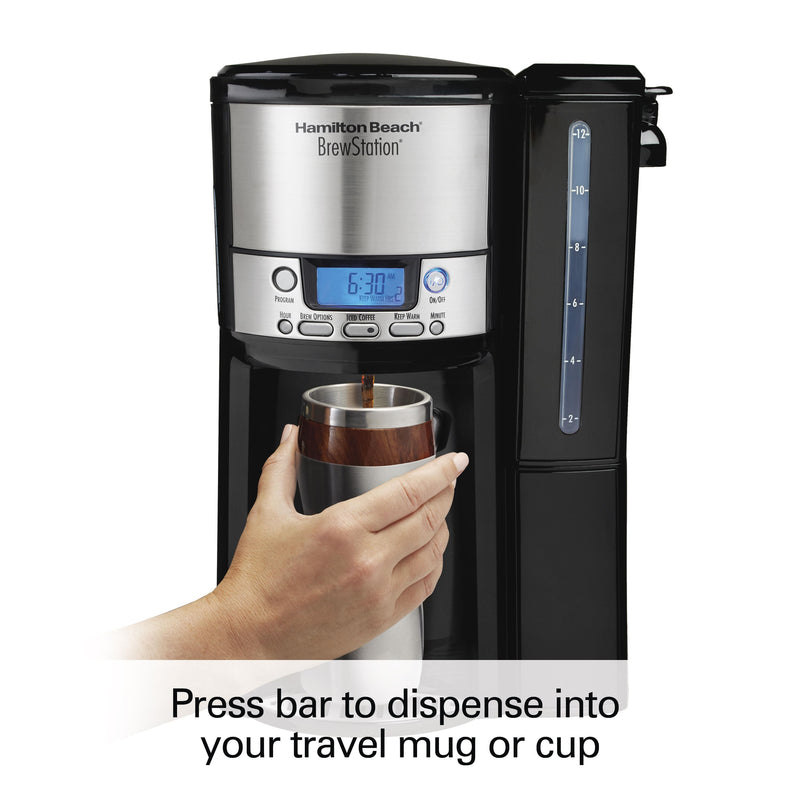 Hamilton Beach BrewStation 12- Cup Programmable Black Drip Coffee Maker with Removable Water Reservoir