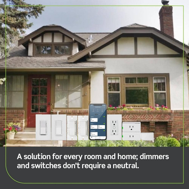 Leviton Decora Smart No-Neutral Dimmer & Wi-Fi Bridge Kit for Older Homes Without a Neutral Wire