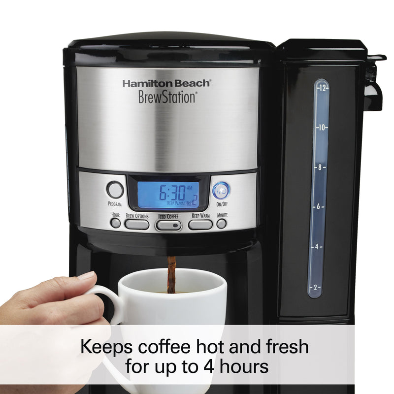 Hamilton Beach BrewStation 12- Cup Programmable Black Drip Coffee Maker with Removable Water Reservoir